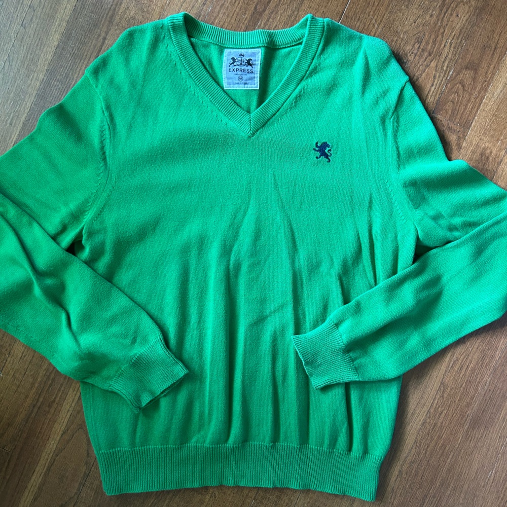 Express Bright Green Knit Sweater - Picture 1 of 2
